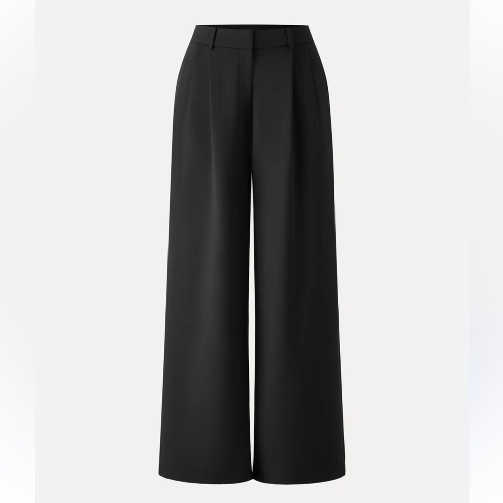 NWT OGL Women's Wide Leg Pants Black Size S High Waist Stretch Viscose Blend
